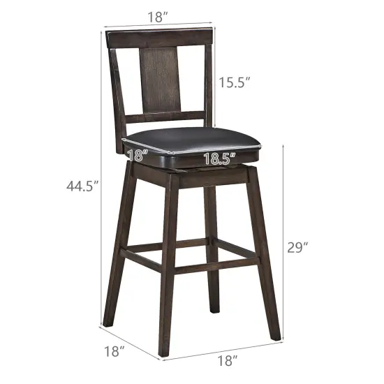 1PC\2PCS\3PCS\4PCS Swivel Bar Stool 29 inch Upholstered Pub Height Bar Chair with Rubber Wood Leg {2}