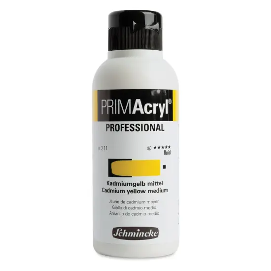 Schmincke Primacryl Professional Fluid Acrylic - Cadmium Yellow Medium, 250 ml bottle {1}