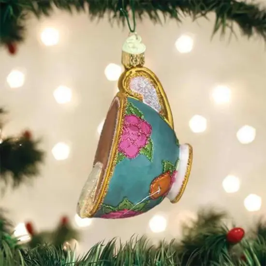 Old World Christmas 3.75 In Cup Of Tea Tree Ornament , Ornament Hot Beverage Cup Multicolored {3}