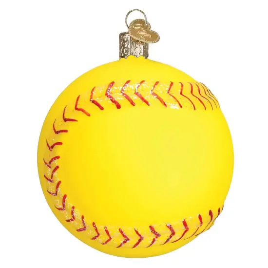Old World Christmas 3.5 Inch Softball Christmas Tree Ornament , Sports Competitive Ornament Yellow {2}