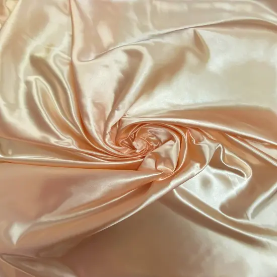 1 Yard Peach Bridal Satin Fabric 58/60 Inch Wide Shiny Polyester Cloth for Table Runners, Curtains & Apparel {3}