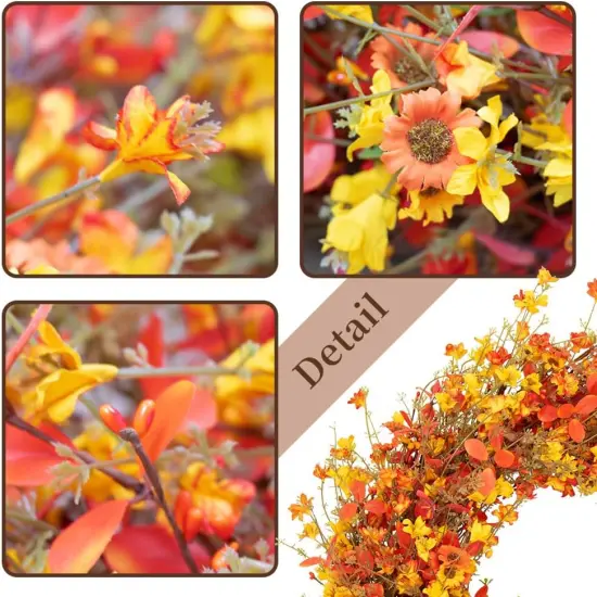 Artificial Orange Eucalyptus Berry Autumn Fall Wreath {3}