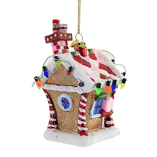 Noble Gems 5.0 Inch Small Gingerbread House Tree Ornament , Christmas Ornament Peppermint Multicolored {2}