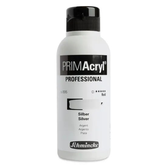 Schmincke Primacryl Professional Fluid Acrylic - Silver, 250 ml bottle {1}