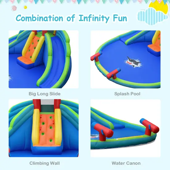 Costway Inflatable Bounce House Water Splash Pool Dual Slide Climbing Wall {6}