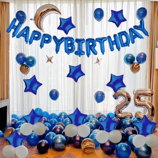 27pcs Birthday Party Decorations with 10pcs Extra Large Royal Blue Star Balloons {5}