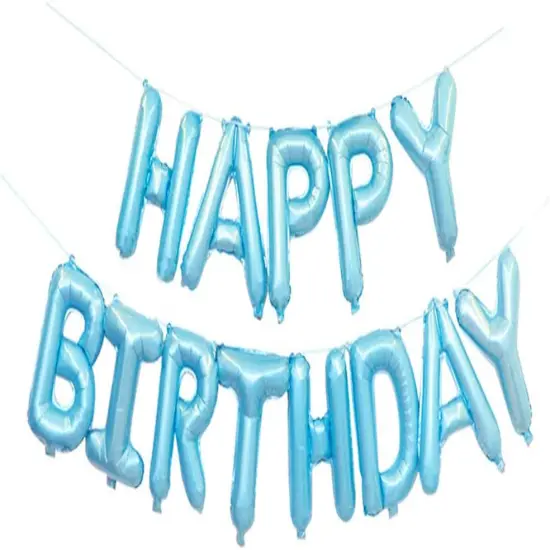 Blue Happy Birthday Balloons,16 Inch Foil Letter Balloons Banner-Blue Birthday Letter Balloons Banner {1}