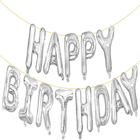 Happy Birthday Balloon Letters - (Silver) {1}
