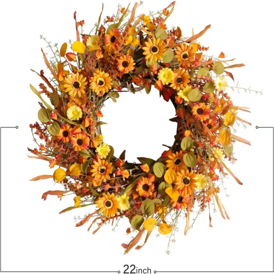 22 Inch Fall Autumn Harvest Wreath {3}