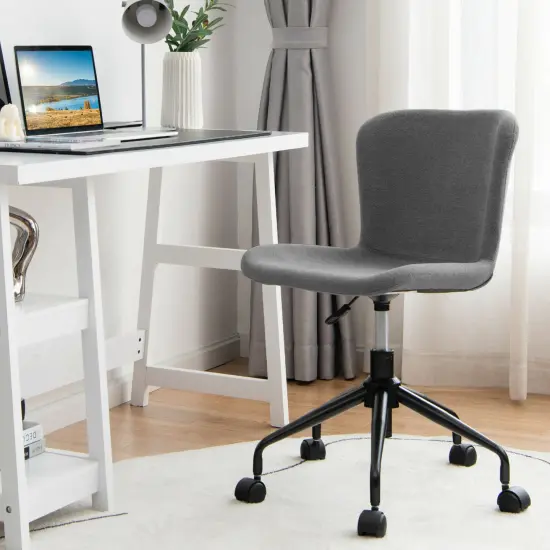 Costway Mid Back Armless Office Chair Adjustable Swivel Linen Task Chair {2}