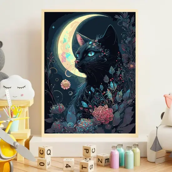 Black Cat Paint by Numbers - 12x16 Inch {4}
