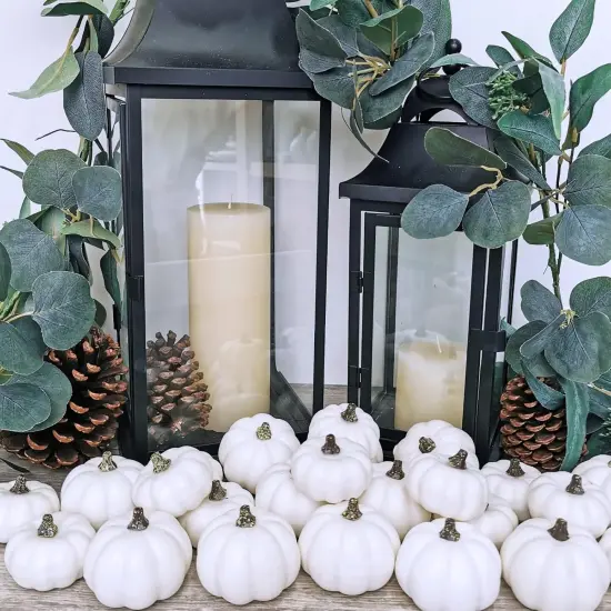24 Pcs White Mini Artificial Pumpkins Table Centerpiece {4}