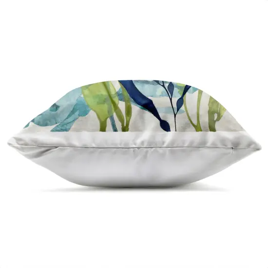 Stupell Industries Blue Seaweed Plant Flowing Leaves Outdoor Printed Pillow, 18 x 7 x 18 {3}