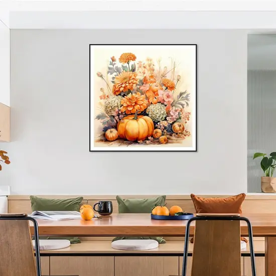 12&times;12inch - Autumn Pumpkin Diamond Painting Kits for Adults {4}