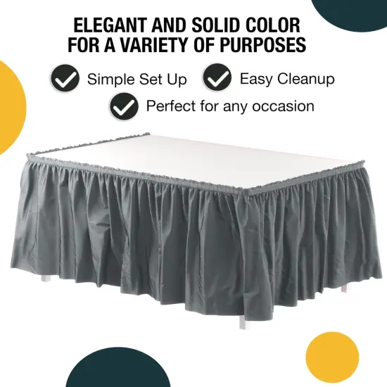 Ruffle Disposable Table Skirt 14 Ft Long Pleated Table Skirts with Adhesive Strip &ndash; Fits 6ft+ Rectangle or Round Tables &ndash; Ideal for Birthday Parties, Gender Reveal, Baby Showers & Event Decorations 6 pack by Exquisite Silver {2}
