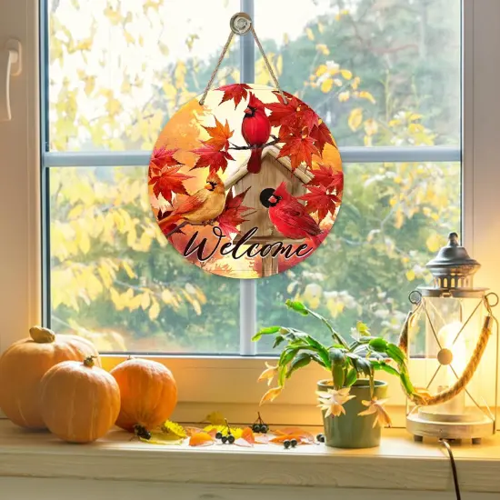 Welcome Fall Cardinal Front Door Porch Decor {5}