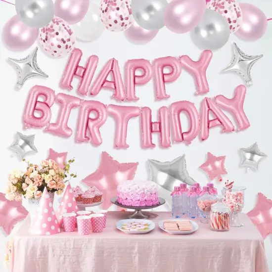 55 Pcs Happy Birthday Balloons - Pink {2}
