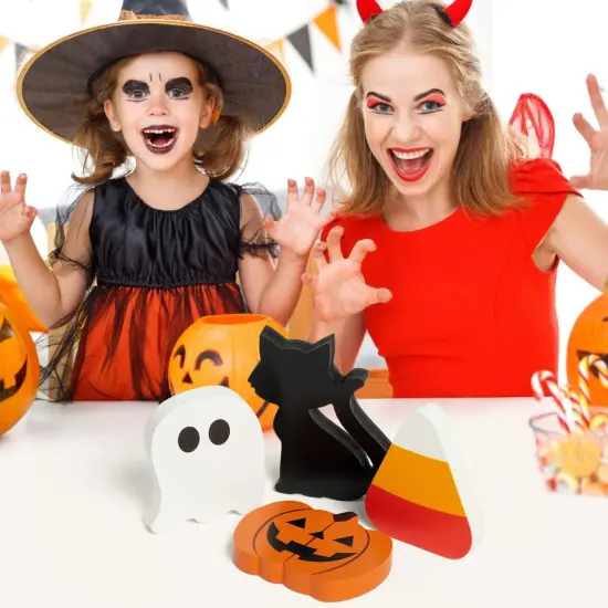 4pcs Halloween Tiered Tray Sign Wooden {3}