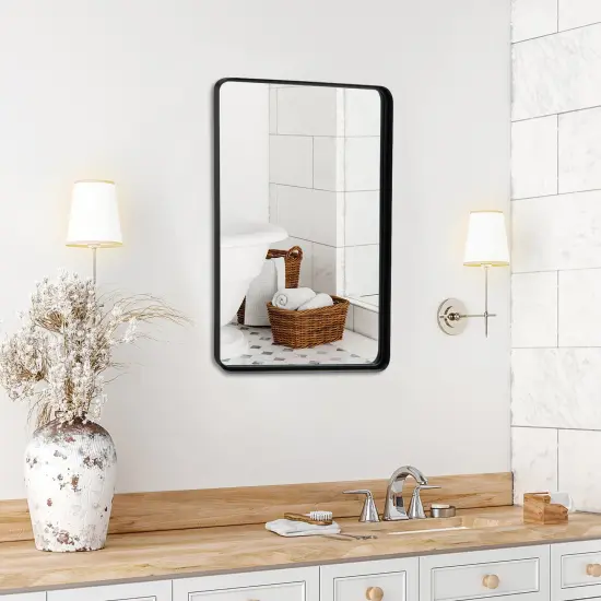 Costway 24''X16''\36''X24''\30''X22''Wall Mount Bathroom Mirror Rectangular Vanity Mirror Vertical Horizontal {9}