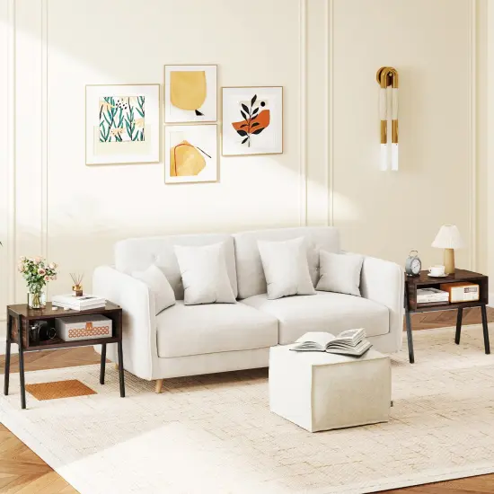 Costway Nightstand Set of 2 Stackable End Tables with Storage Compartment {2}