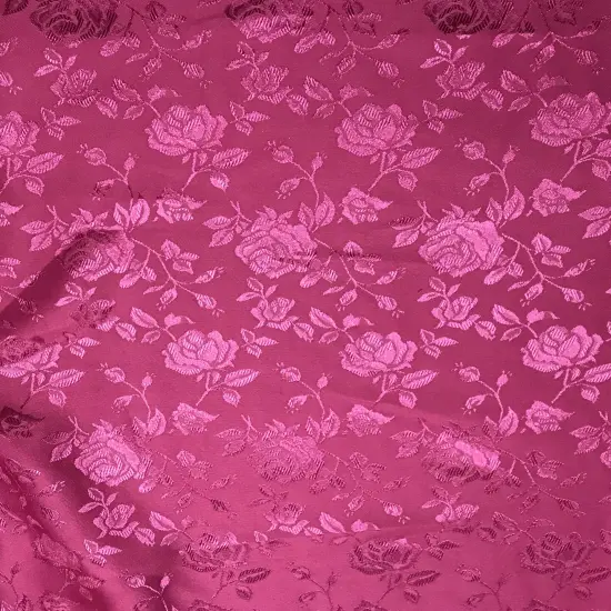 1 Yard Fuchsia Jacquard Satin Reversible Fabric for Curtains Overlays Tablecloths 58/60 inches Wide {1}