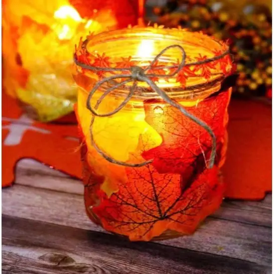 360 Pcs 8cm/3.1inch Artificial Maple Leaves 6 Colors Fall Leaves-Red 360pcs {4}