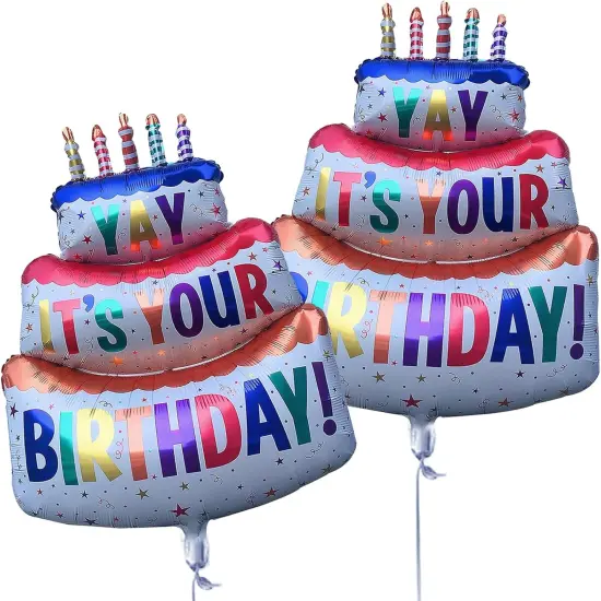 Foil Inflated Mylar Balloons - Birthday Cake {1}