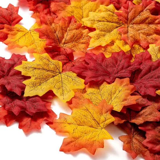 360 Pcs 8cm/3.1inch Artificial Maple Leaves 6 Colors Fall Leaves-Red 360pcs {3}