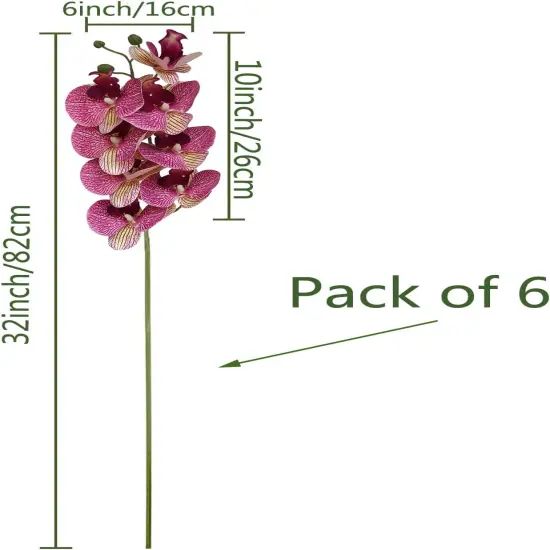 32" Faux Phalaenopsis Orchid Stems &ndash; Set of 6 Realistic Artificial Flowers for Vases, Weddings & Home Styling {5}