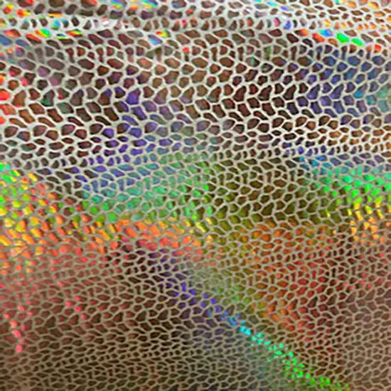 1 Yard Nylon Spandex Fabric with Cobra Hologram Glued Sequin 58/60 Inch Width Neon Orange Silver {2}