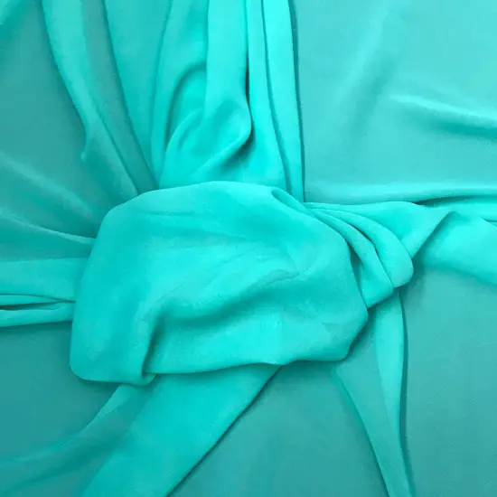 1 Yard Aqua Chiffon Fabric Lightweight Sheer Polyester Material for Draping, Costumes, 59/60 Inches Wide {1}