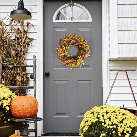 Harvest Wreath with Leaves- Fall Leaf Wreath {5}