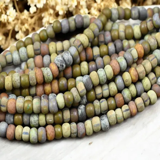 2/0 Matte Terracotta Striped Picasso Mix Czech Seed Beads (Approx 20" Strand) {2}