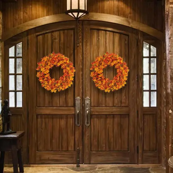 Orange Artificial Thanksgiving Fall Wreath {5}