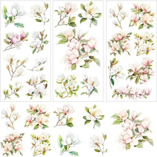 3 Sheet Floral Furniture Transfers 6"x12" Rub on Vintage Flower {1}