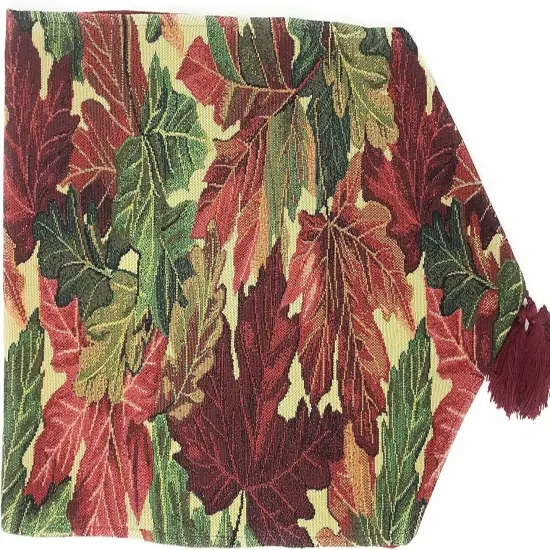 Leaves Autumn Fall Foliage Woven Table Runner {1}