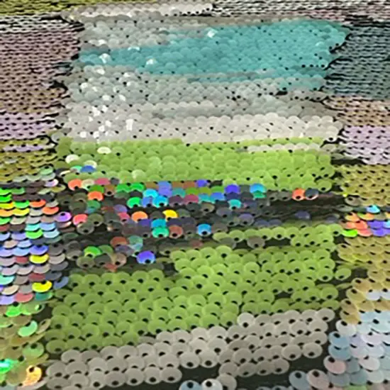 1 Yard Reversible Sequin Multi Color Polyester Spandex Fabric for Costumes Dancewear Decor 54/56 Inch Width {2}