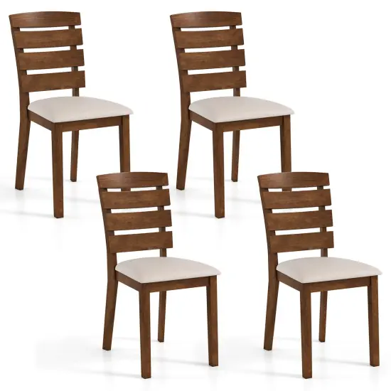 Costway Dining Chair Set of 2/4 Upholstered Kitchen Chair with Slatted High Backrest {8}