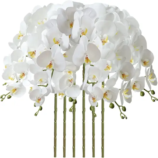 32" Faux Phalaenopsis Orchid Stems &ndash; Set of 6 Realistic Artificial Flowers for Vases, Weddings & Home Styling {1}