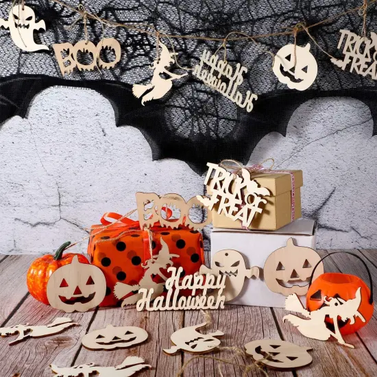 60 Pieces Halloween Wooden Slices {2}