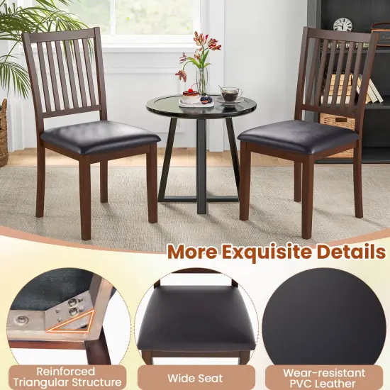 Costway Modern Dining Chair Set of 2/4 with Slanted High Backrest Wear-resistant PVC Leather {6}