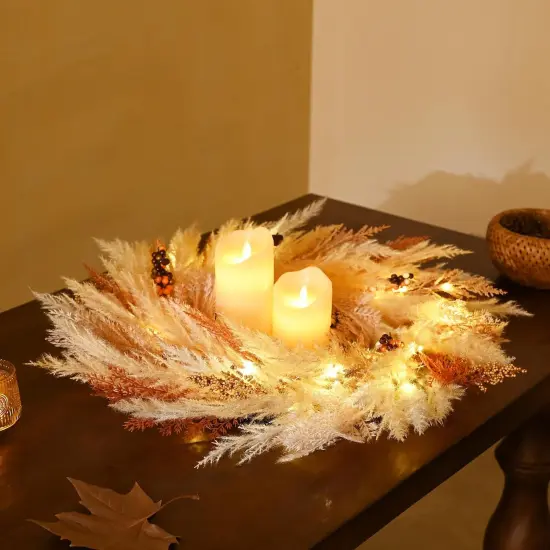 Artificial Faux Pampass Grass Fall Wreaths {5}
