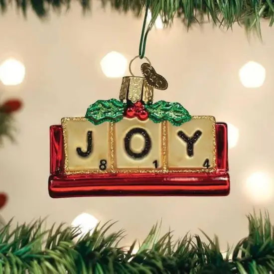 Old World Christmas 1.75 In Joyful Scrabble Christmas Tree Ornament , Games Spell Vocabulary Multicolored {3}