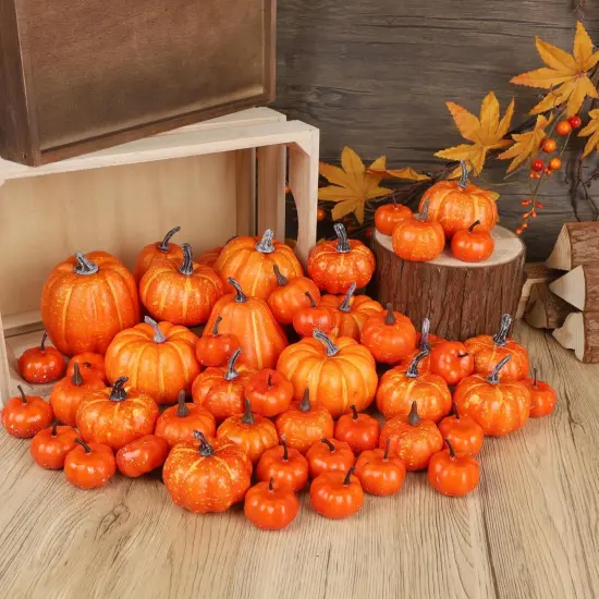 46 Pcs Assorted Size Artificial Pumpkins Fall Decorations {3}