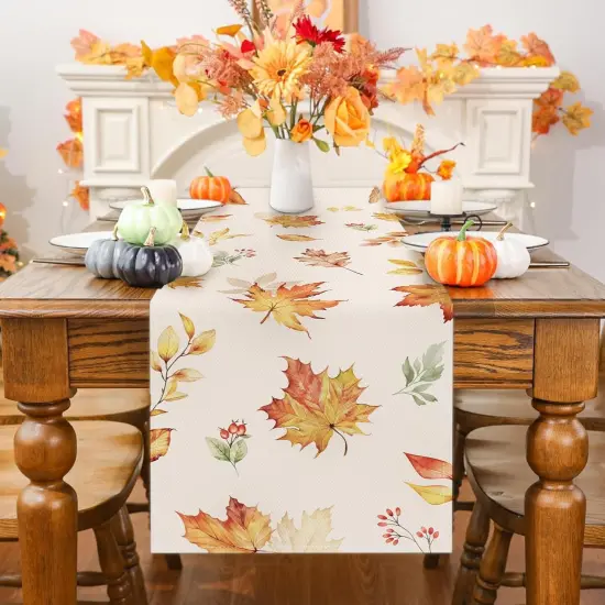Fall Maple Leaves Table Runner {3}