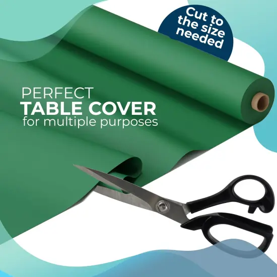 Exquisite Plastic Table Cover Roll &ndash; 40" x 300' Disposable Tablecloth Roll &ndash; Premium Thick 0.5 MIL Plastic Banquet Roll &ndash; Party Table Cover Roll for Events & Catering Emerald Green {6}