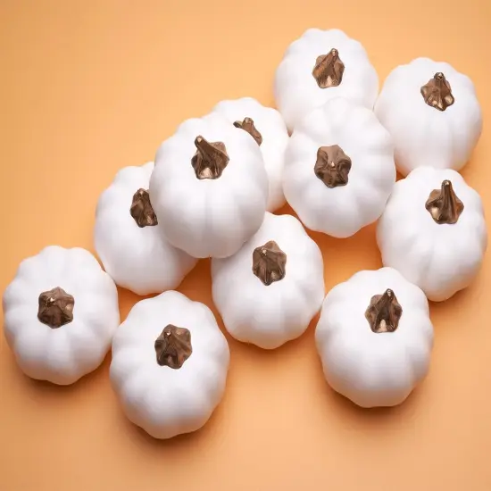 Set of 12 Artificial White Pumpkins Table Centerpiece {4}