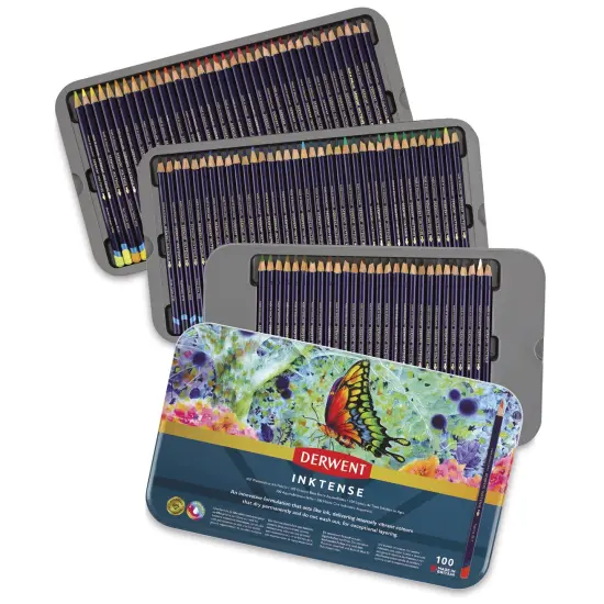 Derwent Inktense Pencils - Assorted Colors, Tin Box, Set of 100 {1}