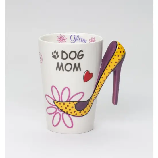 Ceramic Dog Mom Love Mug with High Heel Shoe Handle, Dog Lover Gift, Gift for Her {3}