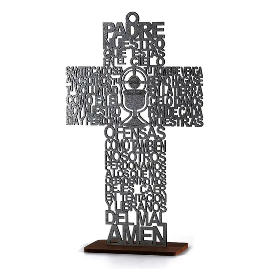 12pcs Wood Religious Chalice Cross Centerpiece w/ Stand Silver {1}